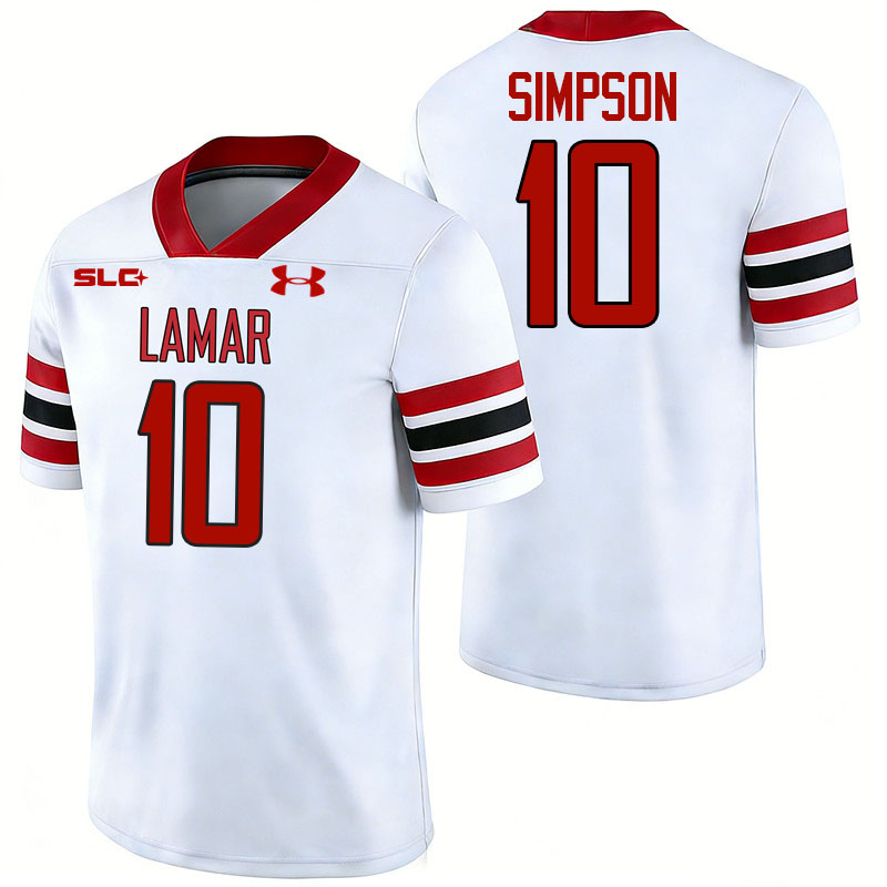 Lamar Cardinals #10 Kei'Trone Simpson College Football Jerseys,Uniforms-White